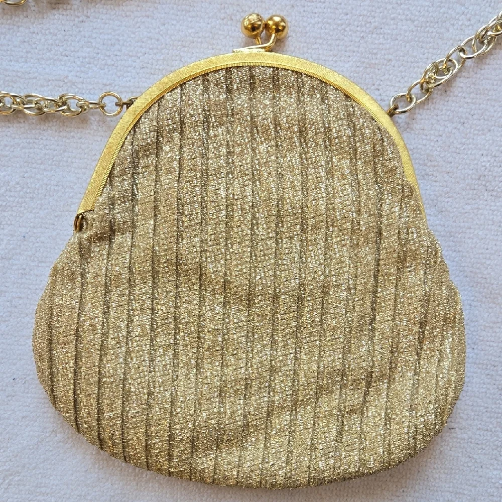 ​Vintage Shimmering Gold Pleated Evening Bag